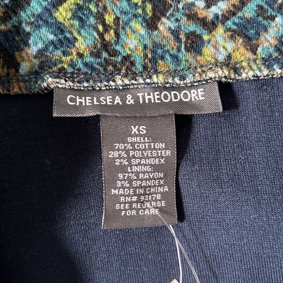 Chelsea & Theodore multicolored blue green pencil skirt Sz XS NWT - Picture 8 of 8